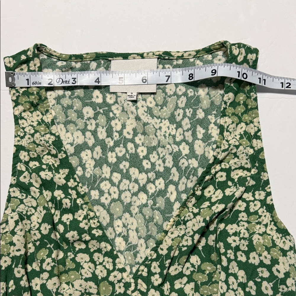 Reformation Calix Green &white Floral Mento pattern Mini Dress Ditsy Print - Picture 11 of 13